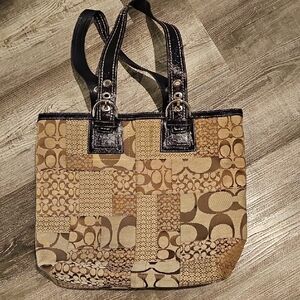 Patchwork Tote Bag - Brown and Black